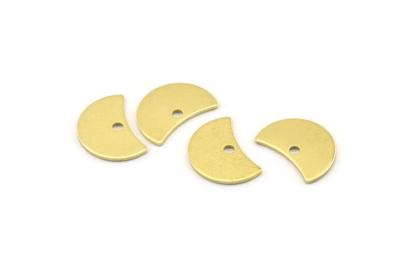 Brass Moon Charm, 12 Raw Brass Crescent Moon Charms With 1 Hole, Blanks (13x8x0.70mm) M797
