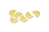 Brass Moon Charm, 12 Raw Brass Crescent Moon Charms With 2 Holes, Blanks (13x8x0.70mm) M799