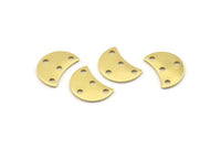 Brass Moon Charm, 12 Raw Brass Crescent Moon Charms With 4 Holes, Blanks (13x8x0.70mm) M802