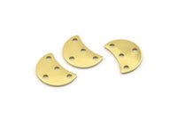 Brass Moon Charm, 12 Raw Brass Crescent Moon Charms With 4 Holes, Blanks (13x8x0.70mm) M802