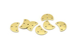 Brass Moon Charm, 12 Raw Brass Crescent Moon Charms With 4 Holes, Blanks (13x8x0.70mm) M802