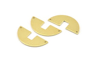 Semi Circle Charm, 12 Raw Brass Semi Circle Blanks, Geometric Blanks, Semi Circle Charms With 2 Holes (31x14x0.90mm) M814