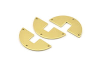 Semi Circle Charm, 12 Raw Brass Semi Circle Blanks, Geometric Blanks, Semi Circle Charms With 3 Holes (31x14x0.90mm) M817