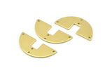 Semi Circle Charm, 12 Raw Brass Semi Circle Blanks, Geometric Blanks, Semi Circle Charms With 4 Holes (31x14x0.90mm) M818