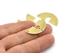 Semi Circle Charm, 12 Raw Brass Semi Circle Blanks, Geometric Blanks, Semi Circle Charms With 4 Holes (31x14x0.90mm) M818