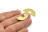 Semi Circle Charm, 12 Raw Brass Semi Circle Blanks, Geometric Blanks, Semi Circle Charms With 7 Holes (31x14x0.90mm) M820