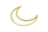 Brass Moon Charm, 6 Raw Brass Crescent Moon Charms With 2 Holes (50x15x0.90mm) M846