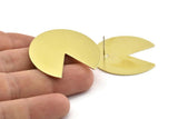 Brass Circle Earring, 2 Raw Brass Pizza Slice Stud Earrings (37x34x0.80mm) M210 A1630