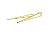 Brass Triangle Earring, 8 Hammered Raw Brass Triangle Stud Earrings (50x8x0.80mm) M435 A1631