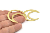 Brass Moon Earring, 4 Raw Brass Crescent Moon Stud Earrings (42x16x0.80mm) M175 A1633