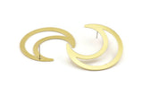 Brass Moon Earring, 4 Raw Brass Crescent Moon Stud Earrings (42x16x0.80mm) M175 A1634