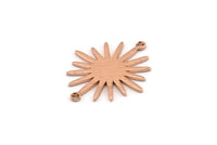 Rose Gold Sunny Connector, 4 Rose Gold Plated Brass Textured Sunny Connectors With 2 Loops (27x22x1mm) D0559 Q0650