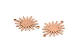 Rose Gold Sunny Connector, 4 Rose Gold Plated Brass Textured Sunny Connectors With 2 Loops (27x22x1mm) D0559 Q0650