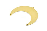 Brass Moon Charm, 4 Raw Brass Crescent Moon Charms With 1 Loop And 3 Holes, Stamping Blanks (50x17x0.90mm) M825
