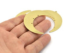 Brass Moon Charm, 4 Raw Brass Crescent Moon Charms With 1 Loop And 3 Holes, Stamping Blanks (50x17x0.90mm) M826
