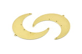 Brass Moon Charm, 4 Raw Brass Crescent Moon Charms With 1 Loop And 5 Holes, Stamping Blanks (50x17x0.90mm) M827