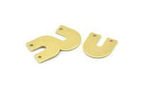 Brass U Shape Charm, 24 Raw Brass U Shaped Charms With 2 Holes, Blank (15x0.80mm) M828