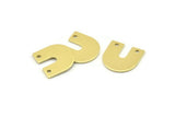 Brass U Shape Charm, 24 Raw Brass U Shaped Charms With 2 Holes, Blank (15x0.80mm) M828