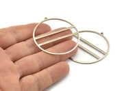 Silver Circle Charm, 4 Antique Silver Plated Brass Circle Charm Earrings With 1 Loop, Pendants, Findings (45x43x1mm) D0724 H1211