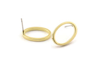 Brass Oval Earring, 8 Raw Brass Oval Stud Earrings (13x19x2mm) BS 1738 A1647