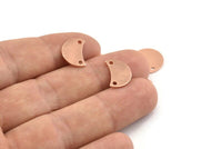 Copper Moon Charm, 12 Raw Copper Crescent Moon Charms With 2 Holes, Connectors (13x8x0.70mm) M602