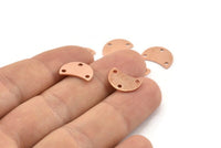 Copper Moon Charm, 12 Raw Copper Crescent Moon Charms With 3 Holes, Connectors (13x8x0.70mm) M603