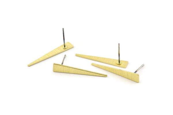 Brass Triangle Earring, 8 Textured Raw Brass Stud Earrings (26x4.5x0.80mm) M136 A1651