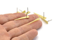 Brass Triangle Earring, 8 Textured Raw Brass Stud Earrings (26x4.5x0.80mm) M136 A1651