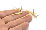 Brass Triangle Earring, 8 Textured Raw Brass Stud Earrings (26x4.5x0.80mm) M136 A1651