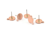 Copper Round Earring, 8 Raw Copper Round Stud Earrings (13x10x0.80mm) M317 A1649