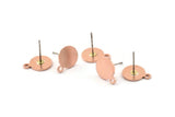 Copper Round Earring, 8 Raw Copper Round Stud Earrings (13x10x0.80mm) M317 A1649