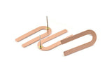 U Shape Earring, 8 Raw Copper U Shaped Stud Earrings (30x13x0.80mm) M319 A1648