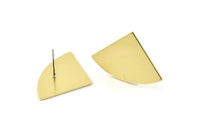 Brass Triangle Earring, 6 Raw Brass Fan Stud Earrings (30x19x0.80mm) M220 A1654