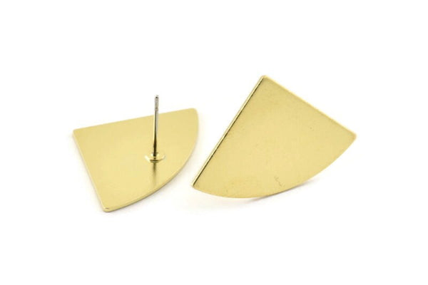 Brass Triangle Earring, 6 Raw Brass Fan Stud Earrings (30x19x0.80mm) M220 A1654