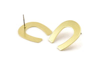 Brass U Shaped Earring, 8 Raw Brass U Shaped Stud Earrings (25x22x0.80mm) M441 A1653