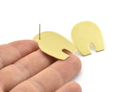 Brass U Shaped Earring, 4 Raw Brass U Shaped Stud Earrings (25x22x0.80mm) M455 A1652