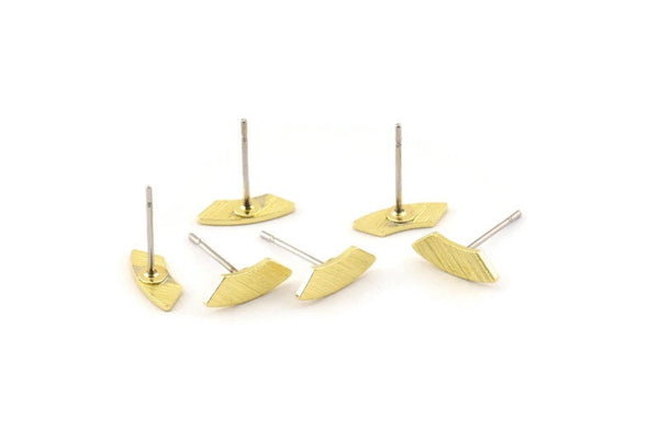 Stud Earring, 12 Raw Brass, Stud Earrings, Ear Stud, Brass Earrings (11x3.5x0.80mm) A1532
