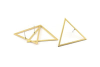 Brass Triangle Earring, 4 Raw Brass Triangle Stud Earrings (39x35x1mm) E079 A1658