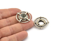 Silver Charm, 2 Antique Silver Plated Brass, Silver Pendants, Charm Pendants - Pad Size 10mm (26x6x2mm) U106 H0383