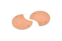 Copper Moon Charm, 12 Raw Copper Crescent Moon Charms With 2 Holes, Connectors (20x15x0.70mm) M607