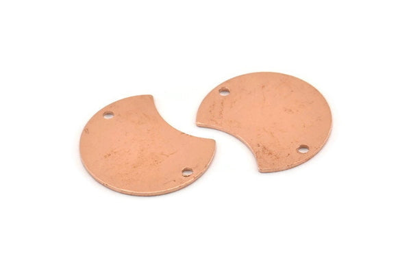 Copper Moon Charm, 12 Raw Copper Crescent Moon Charms With 2 Holes, Connectors (20x15x0.70mm) M607
