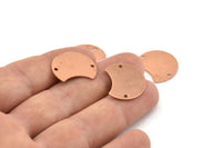 Copper Moon Charm, 12 Raw Copper Crescent Moon Charms With 2 Holes, Connectors (20x15x0.70mm) M607