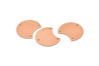 Copper Moon Charm, 12 Raw Copper Crescent Moon Charms With 3 Holes, Connectors (20x15x0.70mm) M609