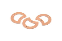 Copper Moon Charm, 12 Raw Copper Crescent Moon Charms With 2 Holes, Connectors (20x15x0.70mm) M623