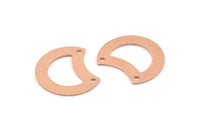 Copper Moon Charm, 12 Raw Copper Crescent Moon Charms With 2 Holes, Connectors (20x15x0.70mm) M621