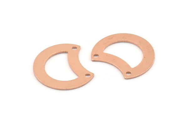 Copper Moon Charm, 12 Raw Copper Crescent Moon Charms With 2 Holes, Connectors (20x15x0.70mm) M621
