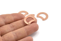 Copper Moon Charm, 12 Raw Copper Crescent Moon Charms With 2 Holes, Connectors (20x15x0.70mm) M621