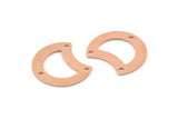 Copper Moon Charm, 12 Raw Copper Crescent Moon Charms With 3 Holes, Connectors (20x15x0.70mm) M622