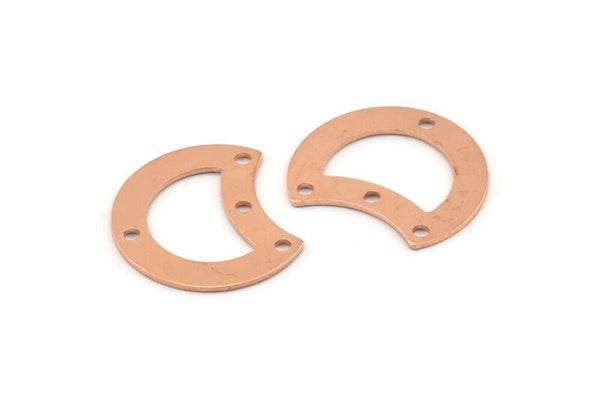 Copper Moon Charm, 12 Raw Copper Crescent Moon Charms With 4 Holes, Connectors (20x15x0.70mm) M624