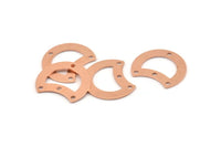 Copper Moon Charm, 12 Raw Copper Crescent Moon Charms With 4 Holes, Connectors (20x15x0.70mm) M624